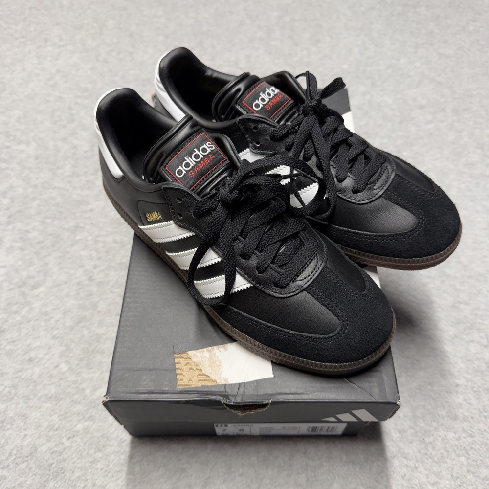 Adidas Samba Shoes Mens 7 Black White Leather Soccer Sneakers Gum Sole IH6000